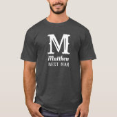 Naam Masculine Monogrammed Groomsman Wedding Gray T-shirt (Voorkant)