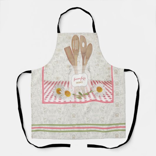 Naam  Mason Jar All-Over Print Apron toevoegen Schort (Voorkant)