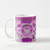 Naam Mauve 3D-effect Halloween Ghost Spooky Season Koffiemok (Links)