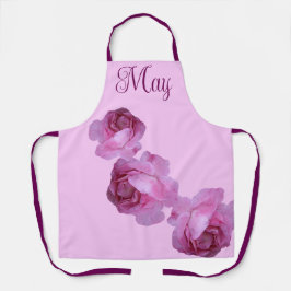  naam May  roze rose bloemenboho Schort