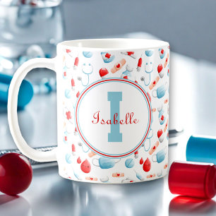 Naam medisch patroon Monogram verpleegster Koffiemok