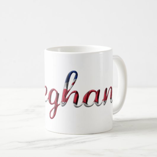 Naam Meghan Union Jack Typography Elegant Koffiemok (Voorkant rechts)