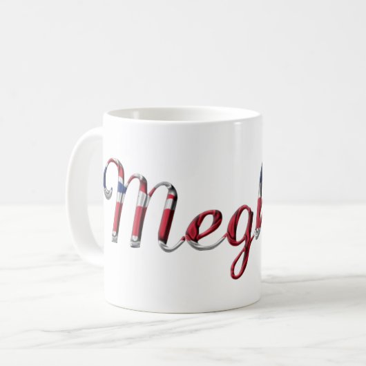 Naam Meghan Union Jack Typography Elegant Koffiemok (Voorkant links)