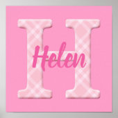 Naam Meisje Aangepaste Plaid Letter H Poster (Voorkant)