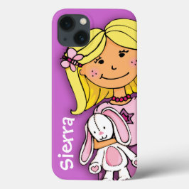 Naam meisje blond knuffelt roze paars Case-Mate iPhone case