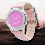 Naam Meisje Jongen Vrouwen Mannen | Bubblegum Roze Horloge<br><div class="desc">Gepersonaliseerde naam Meisje Jongen Vrouwen Mannen | Bubblegum Roze Elegant Modern horloge | Klassiek | Elegant | Trendy | Stijlvol | Cadeau. U kunt ervoor kiezen om jouw namen toe te voegen, de naam van een geliefde of een speciaal bericht. Of het nu een oprecht geschenk is voor iemand die...</div>