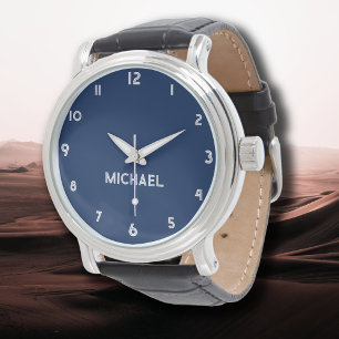 Naam Meisje Jongen Vrouwen Mannen Navy Indigo St Horloge