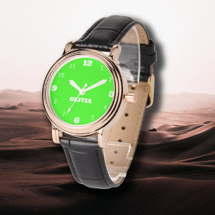 Naam Meisje Jongen Vrouwen Mannen   Neon Green Sti Horloge