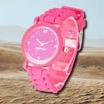 Naam Meisje Jongen Vrouwen Mannen | Neon roze stij Horloge<br><div class="desc">Gepersonaliseerde naam Meisje Jongen Vrouwen Mannen | Neon Pink Elegant modern horloge | Klassiek | Elegant | Trendy | Stijlvol | Cadeau. U kunt ervoor kiezen om jouw namen toe te voegen, de naam van een geliefde of een speciaal bericht. Of het nu een oprecht geschenk is voor iemand die...</div>