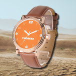 Naam Meisje Jongen Vrouwen Mannen | Sunset Sinaasa Horloge<br><div class="desc">Gepersonaliseerde naam Meisje Jongen Vrouwen Mannen | Neon Sunset Sinaasappel Geel Elegant Modern horloge | Klassiek | Elegant | Trendy | Stijlvol | Cadeau. U kunt ervoor kiezen om jouw namen toe te voegen, de naam van een geliefde of een speciaal bericht. Of het nu een oprecht geschenk is voor...</div>