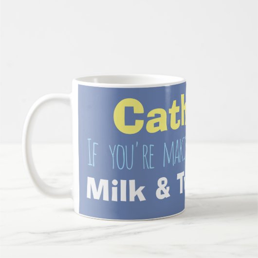 Naam & Melk & Suiker Instructies op een Koffiemok (Links)