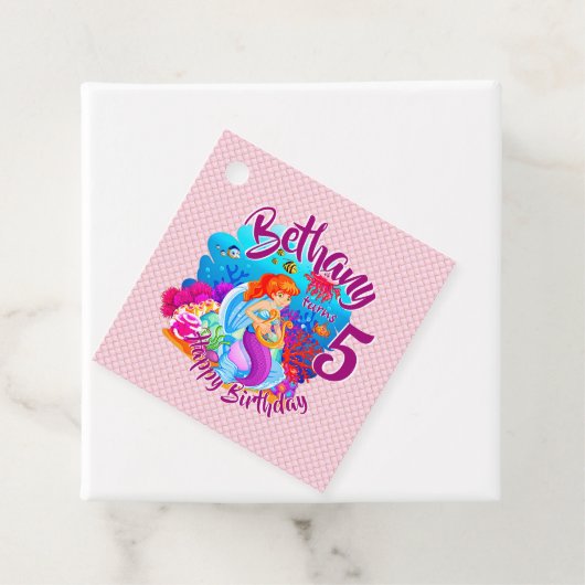 Naam Mermaid Birthday Party wijzigen Persoonlijk w Bedankjes Labels (In situ)