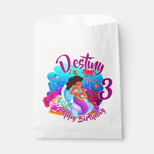 Naam Mermaid Birthday Party wijzigen Persoonlijk w Bedankzakje (Voorkant)