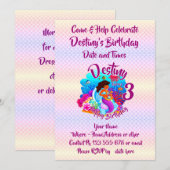 Naam Mermaid Birthday Party wijzigen Persoonlijk w Kaart (Voorkant / Achterkant)