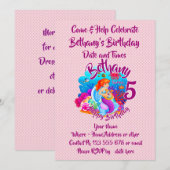 Naam Mermaid Birthday Party wijzigen Persoonlijk w Kaart (Voorkant / Achterkant)