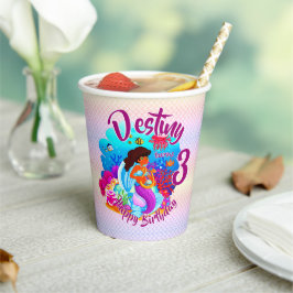 Naam Mermaid Birthday Party wijzigen Persoonlijk w Papieren Bekers