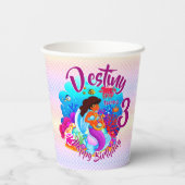 Naam Mermaid Birthday Party wijzigen Persoonlijk w Papieren Bekers (Achterkant)