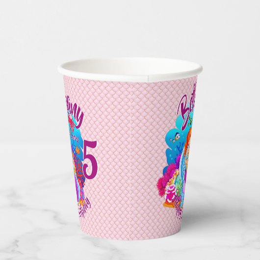 Naam Mermaid Birthday Party wijzigen Persoonlijk w Papieren Bekers (Rechts)