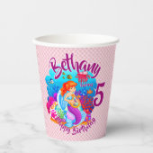 Naam Mermaid Birthday Party wijzigen Persoonlijk w Papieren Bekers (Voorkant)