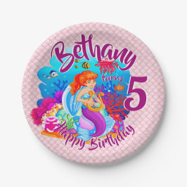 Naam Mermaid Birthday Party wijzigen Persoonlijk w Papieren Bordje