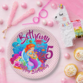 Naam Mermaid Birthday Party wijzigen Persoonlijk w Papieren Bordje (Feest)