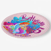 Naam Mermaid Birthday Party wijzigen Persoonlijk w Papieren Bordje (Gekanteld)