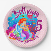 Naam Mermaid Birthday Party wijzigen Persoonlijk w Papieren Bordje (Voorkant)