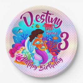 Naam Mermaid Birthday Party wijzigen Persoonlijk w Papieren Bordje