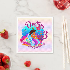 Naam Mermaid Birthday Party wijzigen Persoonlijk w Servet