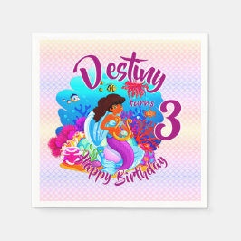 Naam Mermaid Birthday Party wijzigen Persoonlijk w Servet