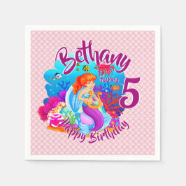 Naam Mermaid Birthday Party wijzigen Persoonlijk w Servet