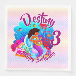 Naam Mermaid Birthday Party wijzigen Persoonlijk w Servet