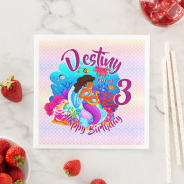 Naam Mermaid Birthday Party wijzigen Persoonlijk w Servet