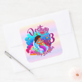 Naam Mermaid Birthday Party wijzigen Persoonlijk w Vierkante Sticker (Envelop)