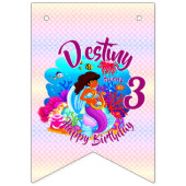 Naam Mermaid Birthday Party wijzigen Persoonlijk w Vlaggetjes (Derde vlag)