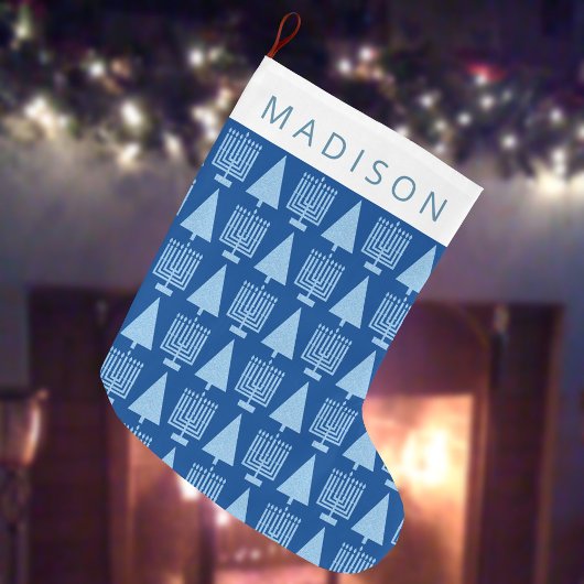 Naam Merry Blue Interreligieuze Chrismukkah Cute C Grote Kerstsok