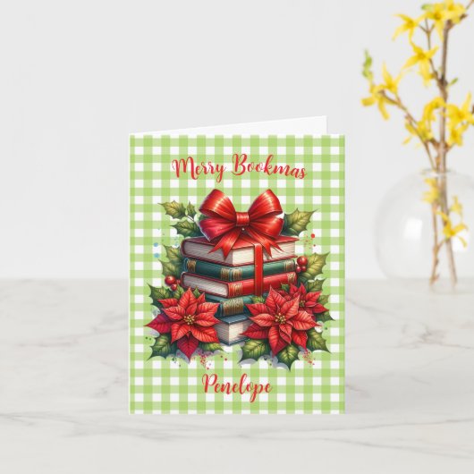 Naam Merry Bookmas Kaart (Gele Bloem)