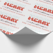 Naam Merry Merry Merry kerstfamilie Cadeaupapier (Hoek)