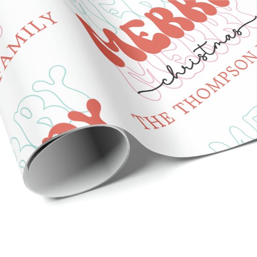 Naam Merry Merry Merry kerstfamilie Cadeaupapier (Rol Hoek)