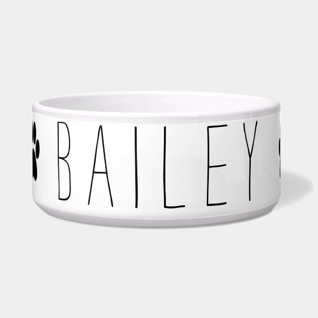 Naam met Afdrukken Paw Voerbakje (Voorkant)