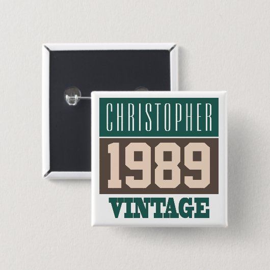 Naam met Button jaar 1989 (Voorkant /achterkant)