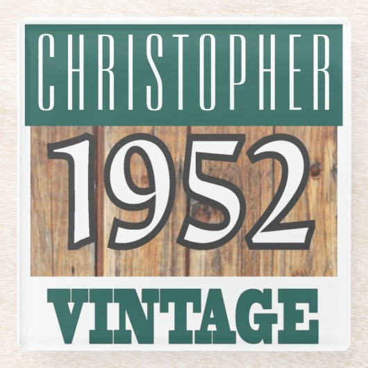 Naam met jaar 1952 glas Onderzetter (Voorkant)