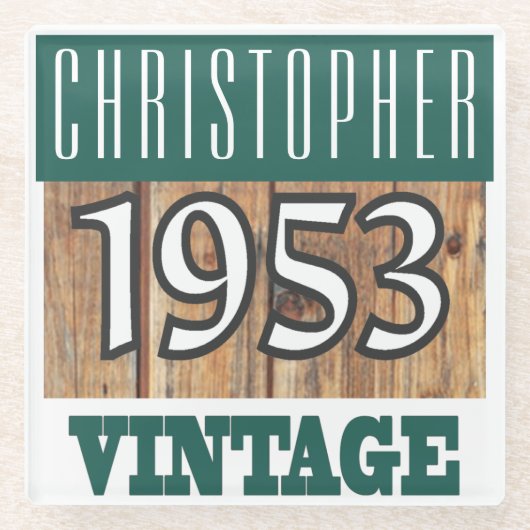 Naam met jaar 1953 glas Onderzetter (Voorkant)