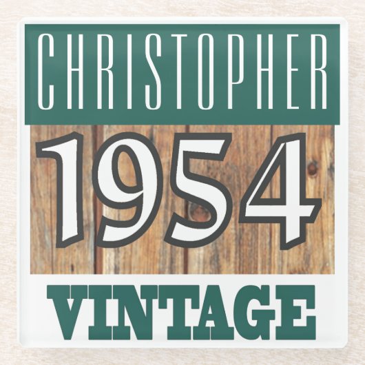 Naam met jaar 1954  glas Onderzetter Glazen Onderzetter (Voorkant)