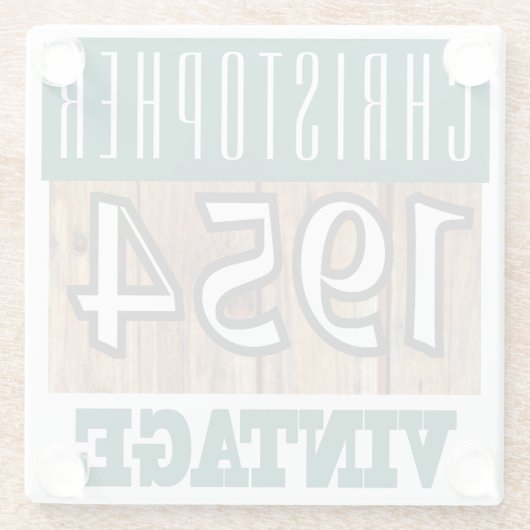 Naam met jaar 1954  glas Onderzetter Glazen Onderzetter (Achterkant)