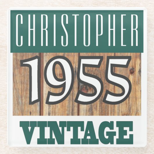 Naam met jaar 1955  glas Onderzetter Glazen Onderzetter (Voorkant)