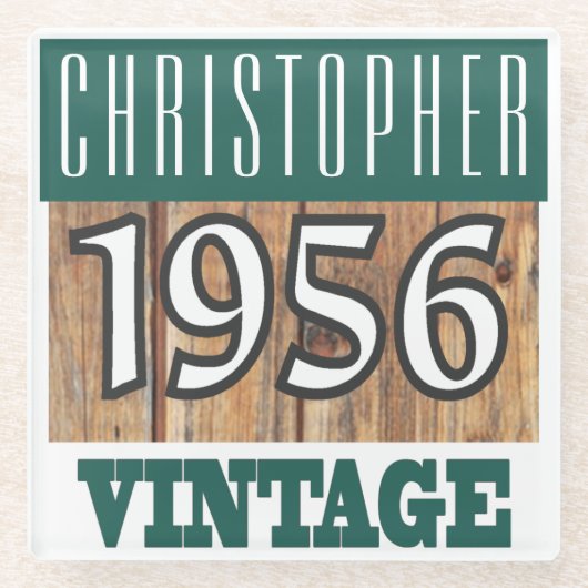 Naam met jaar 1956  glas Onderzetter Glazen Onderzetter (Voorkant)