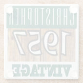 Naam met jaar 1957  glas Onderzetter Glazen Onderzetter (Achterkant)