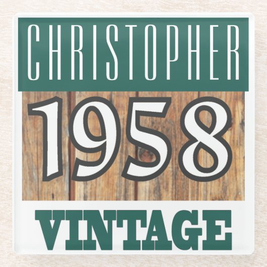 Naam met jaar 1958  glas Onderzetter Glazen Onderzetter (Voorkant)