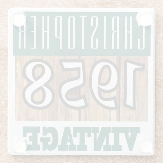 Naam met jaar 1958  glas Onderzetter Glazen Onderzetter (Achterkant)